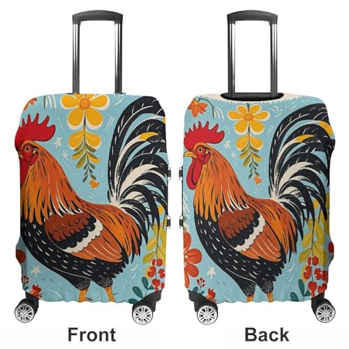 Travel Luggage Cover Elastic Suitcase Protector Anti-Scratch Washable Rooster And Chicken Print Luggage Sleeve Tsa Approved Carry on Covers Baggage Cover Fits 18-32 Inch Luggages3