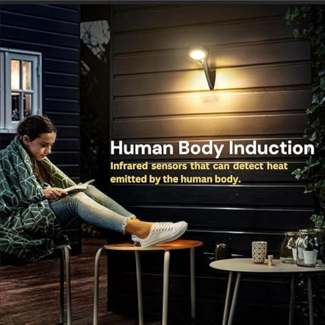 GSS Solar Wall Lights LED-1000LM 3000K- Outdoor Fence Solar Lights with Motion Sensor, IP65 Waterproof, Shed Lights Solar Powered, Aluminum, for Patio, Garage, 2 Pack