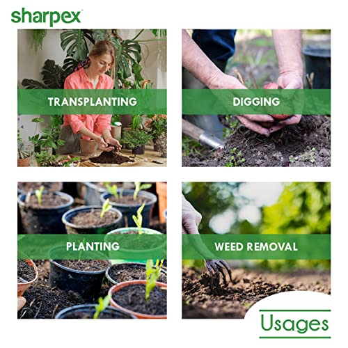 Sharpex Heavy Duty Steel Gardening Hand Rake Soil Tiller | Tooth Rake Garden Tool with Ergonomic Handle | Great for Lawn Leaf Clean up, Cultivating, Loosening Soil & Spreading Mulch (Silver)