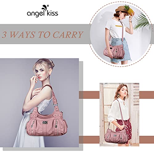 Image of Angel Kiss Large Purses and Handbags for Women Washed Faux Leather Crossbody Hobo Satchel Shoulder Handbag Tote Purse