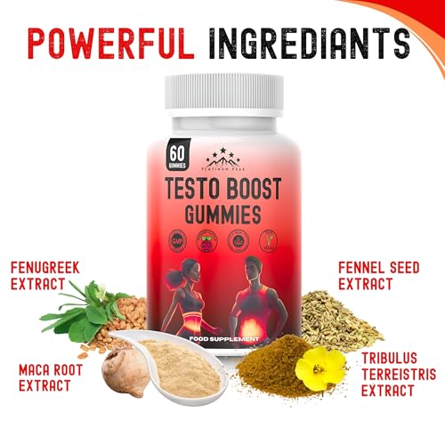 Testosterone Booster Gummies - Testosterone Supplements for Men - Vitamin D, Tribulus Terrestris Extract, Zinc, Maca Root - Testosterone Boosters Supplement for Normal Testosterone Levels - 60 Gummies - Image 4