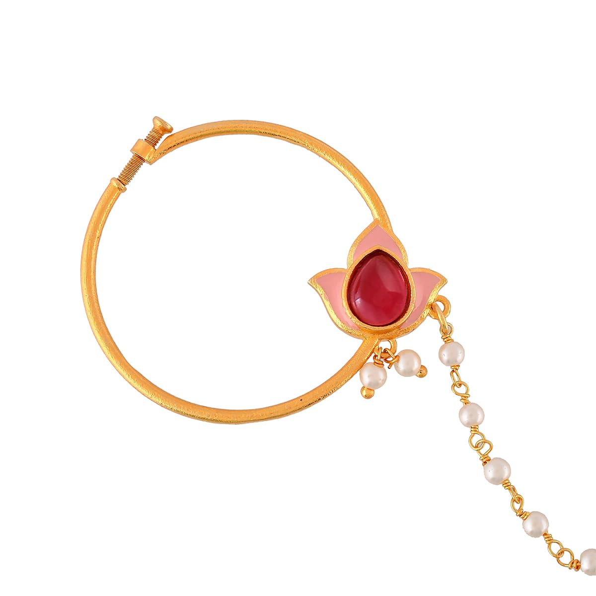 Tulip Motif Pearls Non-Piercing Nose Ring, Elegant Accessory