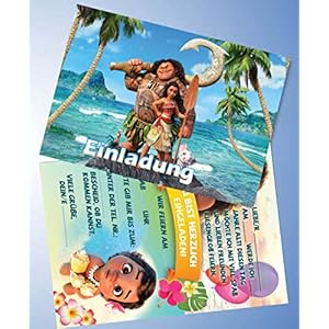 ich Lot de 10 cartes d’invitation pour anniversaire, fête et anniversaire d’enfant Vaiana n° 01