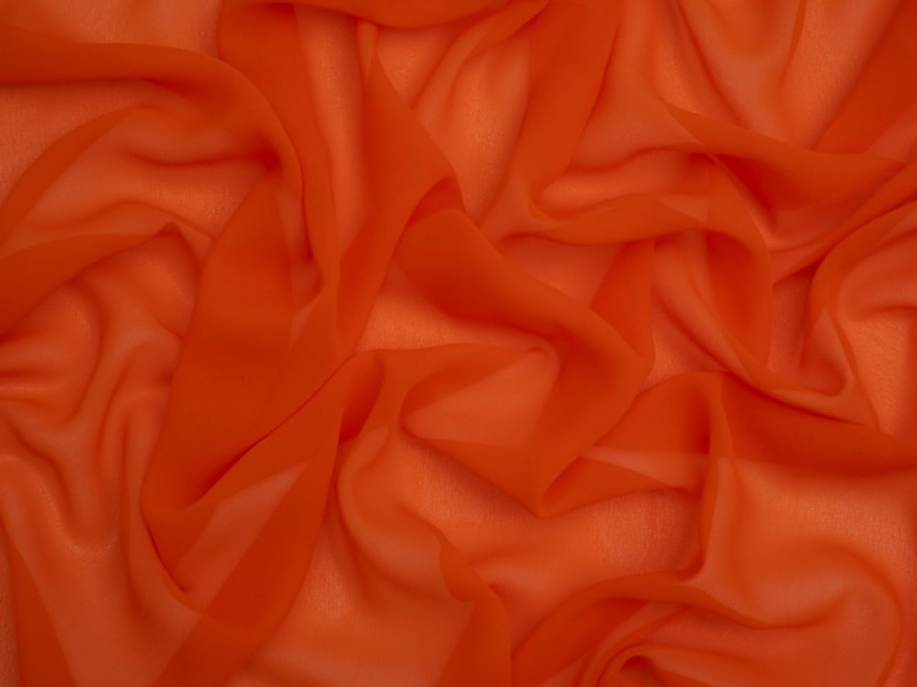 Minerva Core Range Sheer Chiffon Fabric Orange - Lightweight & Suitable for Dressmaking - Approx Width: 150cm / 60" - Sold per metre