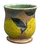 Beige and Green Limoncello Clay Cup, Handmade Ceramic Lemon Shot Glass, Gift for Women and Men -stock photo, please read description