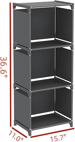 Miniatura 3 de RIIPOO Estantes Organizadoras de Almacenamiento Versátiles de 3 Cubos para Dormitorio y Clóset, Estantería de 4 Capas que Ahorra Espacio | Unidad de