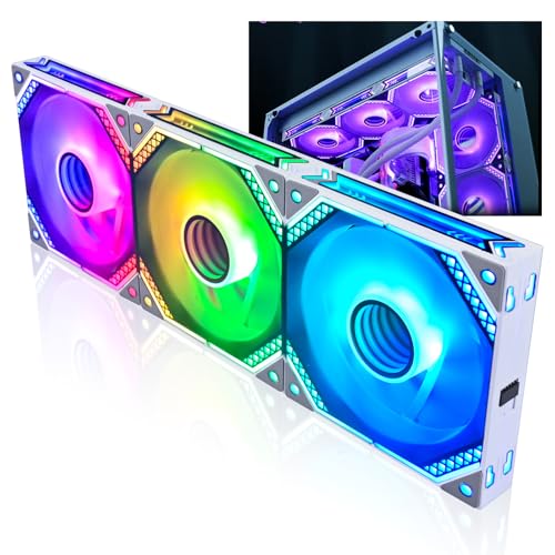 Ventilador 120mm RGB de CPU con bloque de prisma blanco y disipador de aire para PC pack de 3