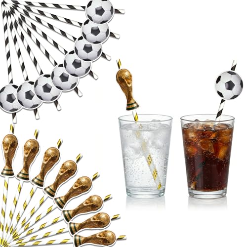 Pitillos de papel desechables con diseño fútbol, 7 cm miniatura 1