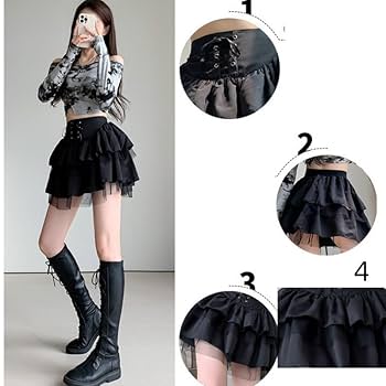 Amazon.co.jp: 地雷系 可愛い スカート レディース ハイウエスト