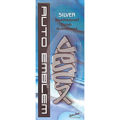 Emblema pez Ichthus Jesús plateado grande, insignia impermeable duradera para coche