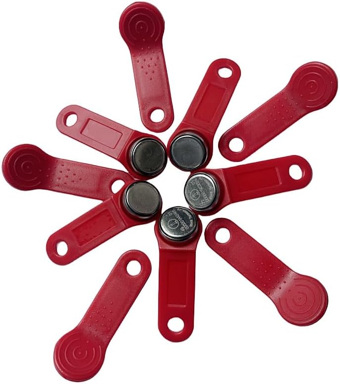 10xIbutton Keyfob DS1990A DS1990 F5 Serial Number iButton I-Button Key IB Tag CardWaterproof RFID TAG (RED)
