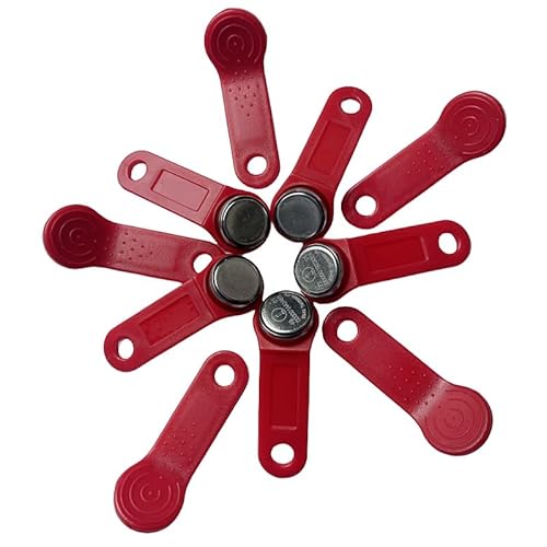 Packung von 10 Ibutton Schlüsselanhänger DS1990A DS1990 F5 Seriennummer iButton I-Taste IB Tag Karte Wasserdicht RFID-Tag (rot)