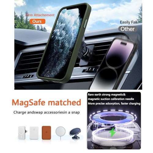 Image of Magnetic iPhone 11 case,Compatible with Magsafe, Military-Grade Protection,Slim Translucent Matte Shockproof with Anti-Scratch Anti-Fingerprint Phone Cover (Blackish Green, iPhone 11)
