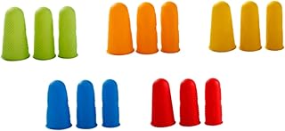 15-Piece Heat-Resistant Silicone Finger Covers Anti-Slip Protective Gloves for Cooking Baking and Restaurant Use Multi-Color (Red Yellow Green)