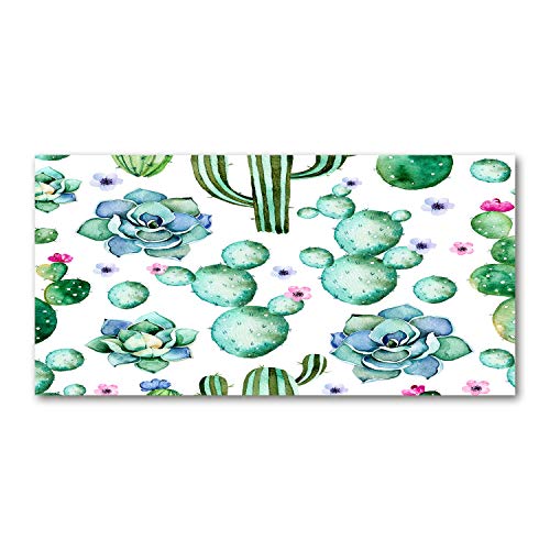 Dosseret en verre 100x50cm avec fond de hotte de cuisine imprimé cactus vert