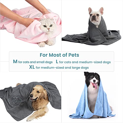 Winthome Hundehandtuch, hundehandtuch extra saugfähig, microfaser handtücher für Hunde Katzen, Großer Hunde Bademantel Schnelltrocknend Warm (77x97cm, Rosa)