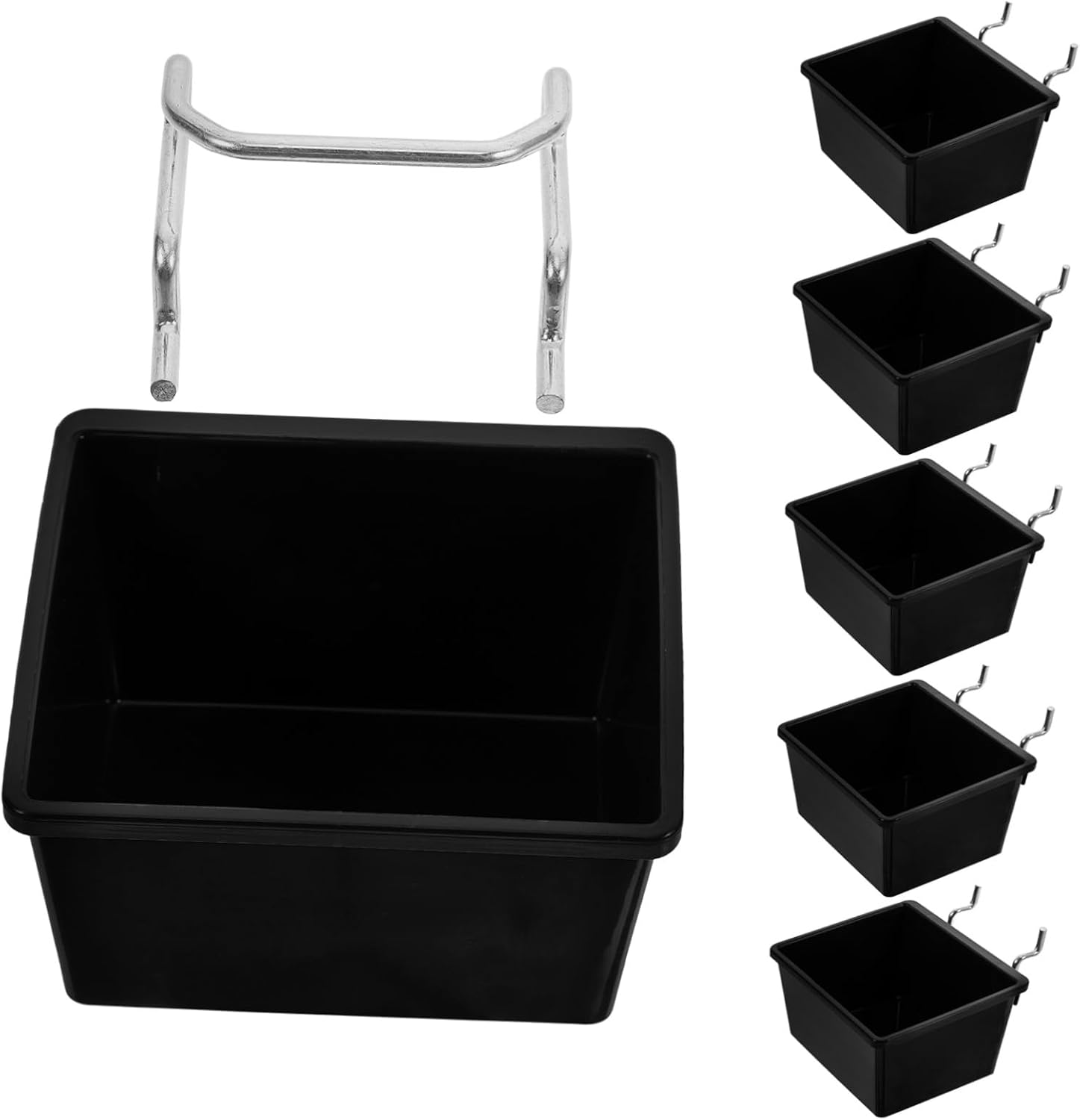 6sets Garage Tool Organizer of Pegboard Bins Hooks for Workshop Craft Storage