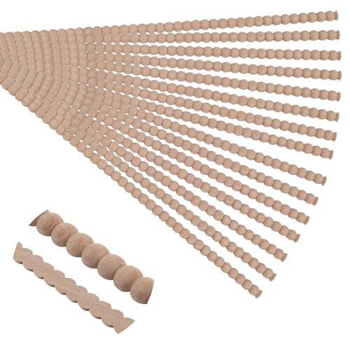 Soengsau 15-Pack 15.75\" Unfinished Wood Beaded Trim - Easy to Paint, Cute Decorative Molding DIY Craft for Furniture Frame, Mirror Edge, Wall, Door, Closet, Dresser, Shelf