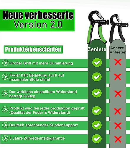 Foto von 2er Set Handtrainer 5-60kg, Fingertrainer einstellbar, Unterarm-Trainer