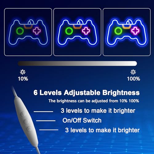 Image of Gamer Neon Sign, Gamepad Shaped LED Neon Sign for Gamer Room Decor, Game Neon Light for Teen Boy Room Decor, Best Gamer Gifts for Boys, Kids