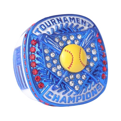 Image of 12 pcs Pack Metallic Colors Softball Tournament championhsip Trophy Ring Softball Teams Players Awards Size 9