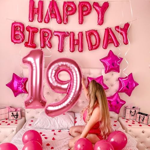 Image of 40 Inch Giant Hot Pink Number Balloon, Mylar Foil Helium Hot Pink Balloons for Birthday Party, Number 9 Balloon for Birthday Decorations, Hot Pink 9 Birthday Balloon