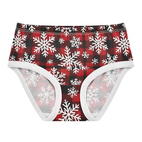 Joisal White Snowflakes Red Black Plaid Panties for Girl Toddlers Underwear Floral Cotton Fancy Underpants Briefs 2t