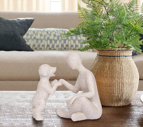 Figura decorativa de hombre y perro en resina miniatura 5