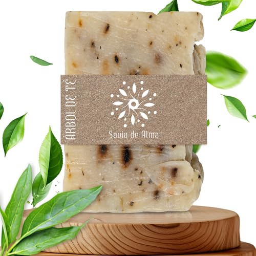 Jabón de Árbol de Té Artesanal y Vegano – Jabón Facial, de Manos y Cuerpo | Antibacteriano, Purificante y Biodegradable | Hecho en España con Ingredientes Naturales | 100 g (1, Árbol de Té)