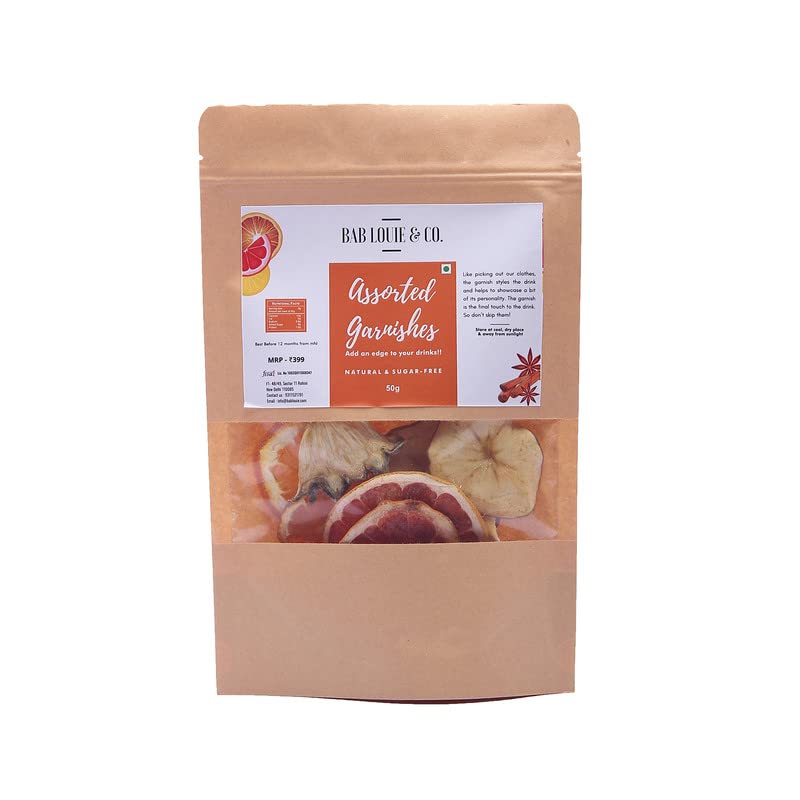 Image of Bab Louie & Co. Assorted Dehydrated Fruits Garnishes For Cocktail, Mocktail, Detox Water, Green Tea, Snacks | Air Dried | Gluten Free | Vegan | No Sugar | 100% Natural | Zero Preservatives | 50 gm