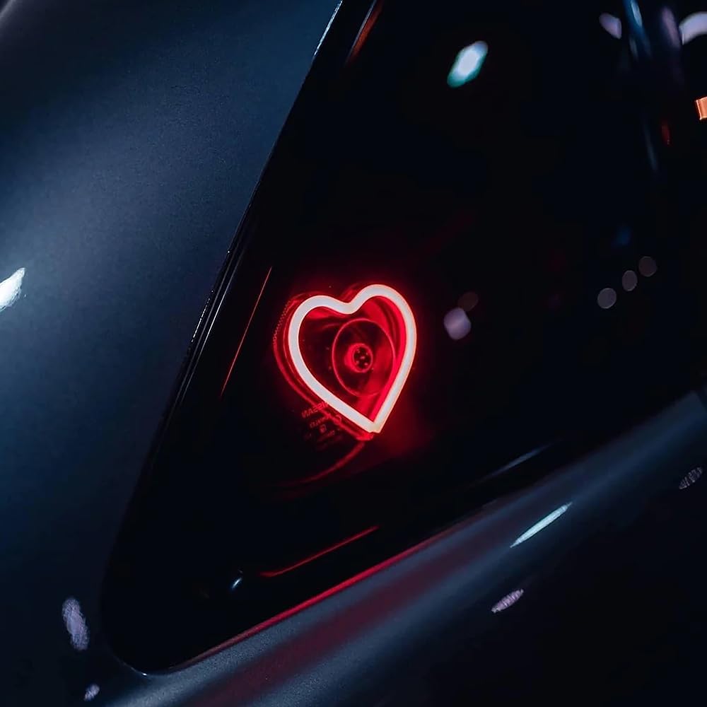 Blueshyhall Car LED Ambient Light, Triangle or Back Window Light, Interior Atmosphere Decor for Car, Bedroom, Party (Red Heart Pattern)