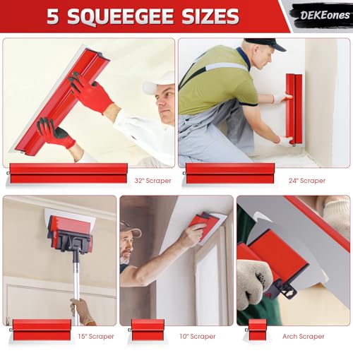 DEKEones Drywall Skimming Blade Set with Portable Case, Stainless Steel 6", 10",16", 24"&32" Skimming Blades with 28"-62" Extension Handle, Drywall Finishing Tools for Plasterboard and Wallboard - Image 6