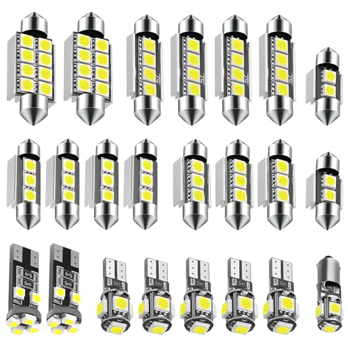 23Pcs Led Interior Light Kit - T10 Interior Car Reading Lights Led Bulbs Led Dome Lights with Decoding Light for for Car Interior Dome Map Door Courtesy License Plate Lights - 8 Models (White)