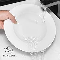 Vista 9 de Artena Juego de 4 cuencos para pasta de 8 onzas, cuencos de sopa de 8.5 pulgadas, ensaladera de porcelana avanzada, platos de pasta de borde ancho