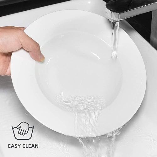 Miniatura 9 de Artena Juego de 4 cuencos para pasta de 8 onzas, cuencos de sopa de 8.5 pulgadas, ensaladera de porcelana avanzada, platos de pasta de borde ancho,