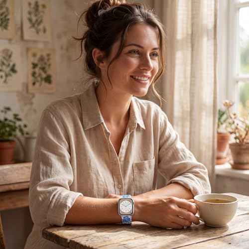 Image of Floral Band Compatible with Apple Watch Bands for Women 40mm 42mm 41mm 38mm 44mm 45mm 46mm 49mm, Cute Pattern Flower Soft Silicone Sport Strap for iWatch Series Ultra 11 10 SE 9 8 7 6 5 4 3 2