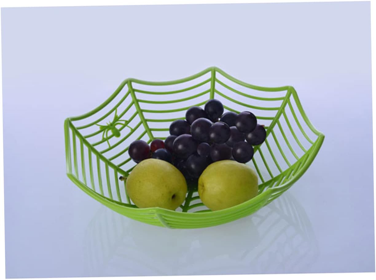 BESTYASH Spider Web Fruit Plate PP Basket Bowl for Halloween Party Decor