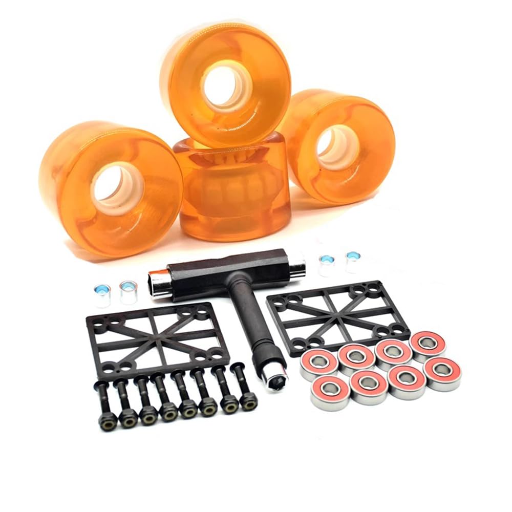 4 Roues de Longboard 78A de 60 mm avec Roulements Outils pour Longboard Skateboard Et Descente (Jaune)
