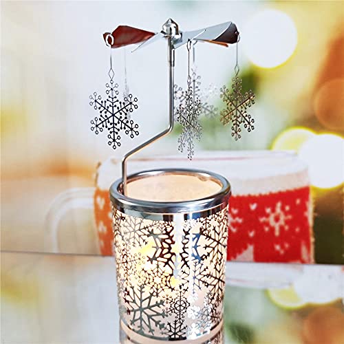 Kingnero Christmas Snowflake Carousel Candle Rotating Rotary Candle Holder Spinning Tealight Candleholder For Relatives And Friends Gifts #TOP2