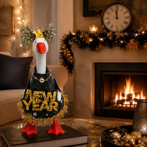 7 Inch Desk Goose Outfits, Mini Desktop Goose Accessories Set,Holiday Desk Goos Outfits (Happy New Year B) - Image 3