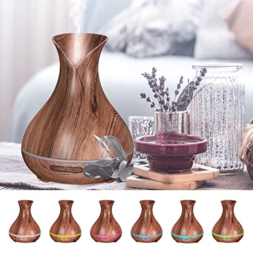 Diffuseur d'arômes Vulcan aspect bois gris avec éclairage LED 350ml - 4