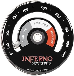 Condar Inferno Stove Top Thermometer – Magnetic Surface Temperature Gauge for Wood Stoves, Ensures Efficient Heating