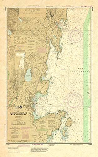Paradise Cay Publications, Inc. Antiqued NOAA Chart 13307: Camden: Rockport and Rockland Harbors
