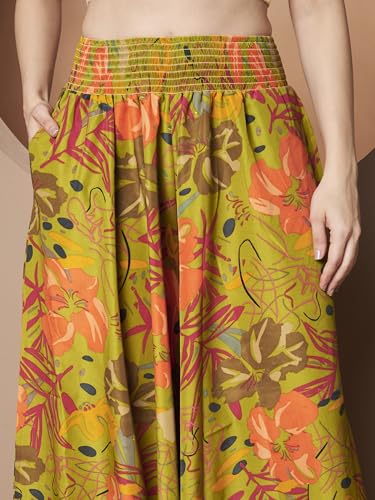 Image of KZULLY | Palazzo for Women | Solid & Printed | Stylish Wide-Leg | Comfortable Elastic Waist Bottomwear