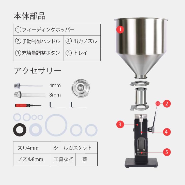 Amazon.co.jp: Kurflo 手動液体充填機 5-60ml ペースト充填機 定量小型