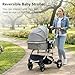 Kinder King 3 in 1 Reversible Baby Stroller w/Detachable Tray, Convert to Newborn Pram, Folding Infant Carriage for Toddler, Adjustable Canopy & Handle, Aluminum Alloy, Suspension Wheels