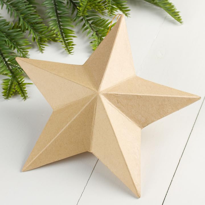 Factory Direct Craft Set of 3 Paper Mache Dimensional Star Ornament | 9