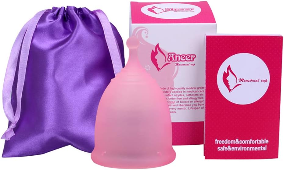 Menstrual Cups-Soft,Flexible,Medical-Grade Silicone ,Period Cups with Storage Bag (Pink(Large Cups))