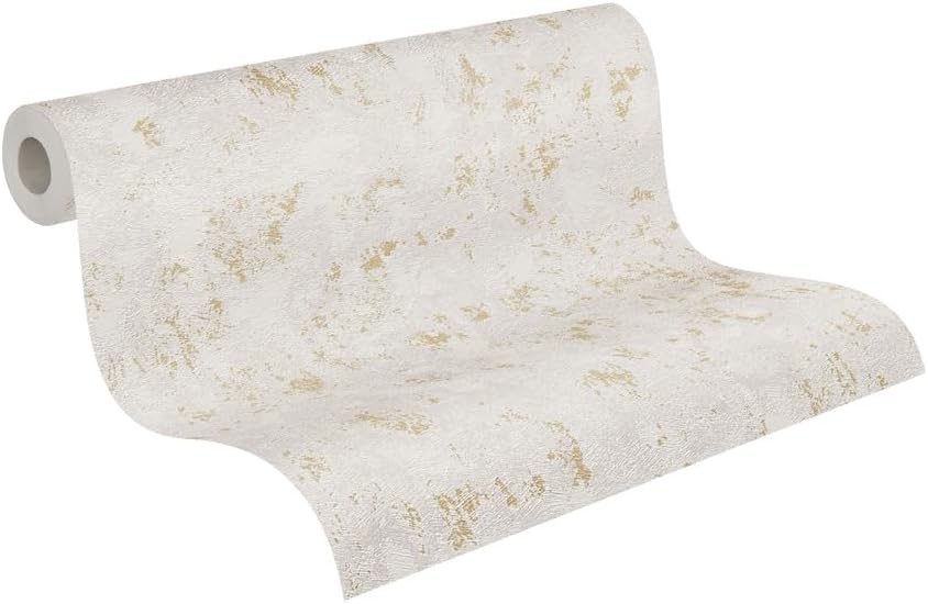 A.S. Creation Textured Wallpaper Grey Gold Metallic - Wall Wallpaper 393871 - Non-Woven Wallpaper for Bedroom - 10.05 m x 0.53 m - Made in Germany