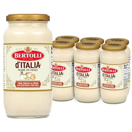 Bertolli d'Italia Four Cheese Alfredo Sauce, Italian Spaghetti Sauce, 16.9 oz (Pack of 6)